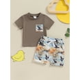thumbnail image 4 of vera natura Baby Boy Summer Outfit, Duck Print Short Sleeve T-Shirt Elastic Waist Shorts Baby Toddler 2 Piece Set, 4 of 9