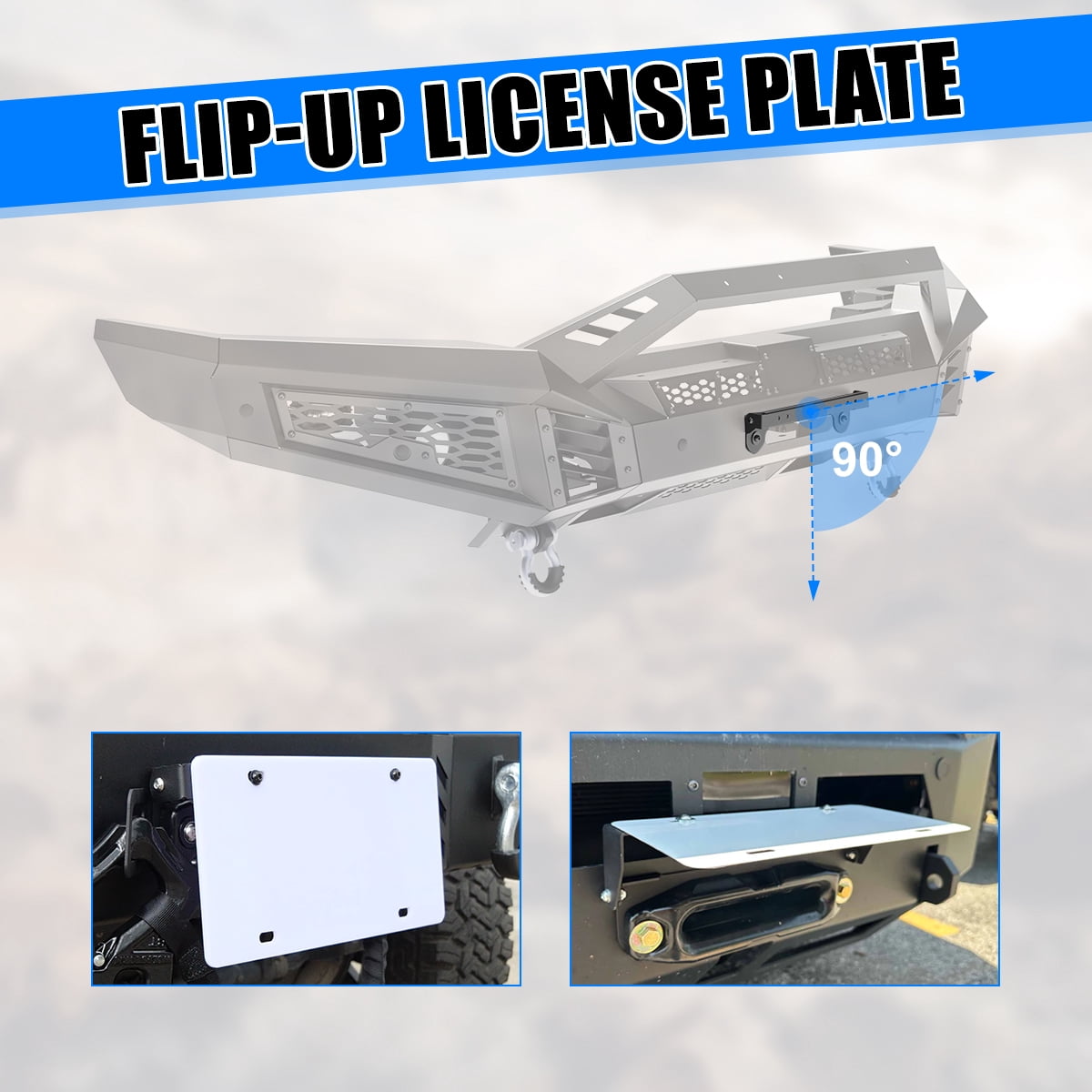 Front Bumper for 2025 Ram 1500,Heavy Duty Steel Full Width Front Bumper with Side Wings A & Bull Bar A & Winch Plate