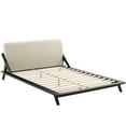 thumbnail image 2 of Modway Luella Queen Solid Wood Fabric Platform Bed in Walnut/Beige, 2 of 5