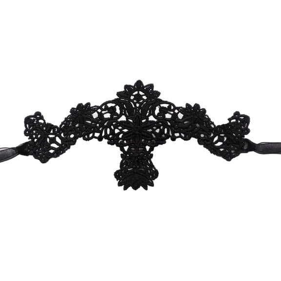 Lace Masquerade Mask for Women 8 Inch Black Masquerade Mask Halloween Mask Gothic Eye Mask Accessory for Masquerade Ball Themed Party, 1 Pack