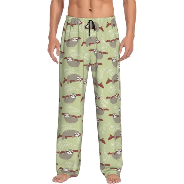 Fotbe Twig Sloth Pantalones de Pijama para Hombre, Pantalones de Dormir, Pantalones de Casa con Cintura Ajustable y Bolsillos-Small