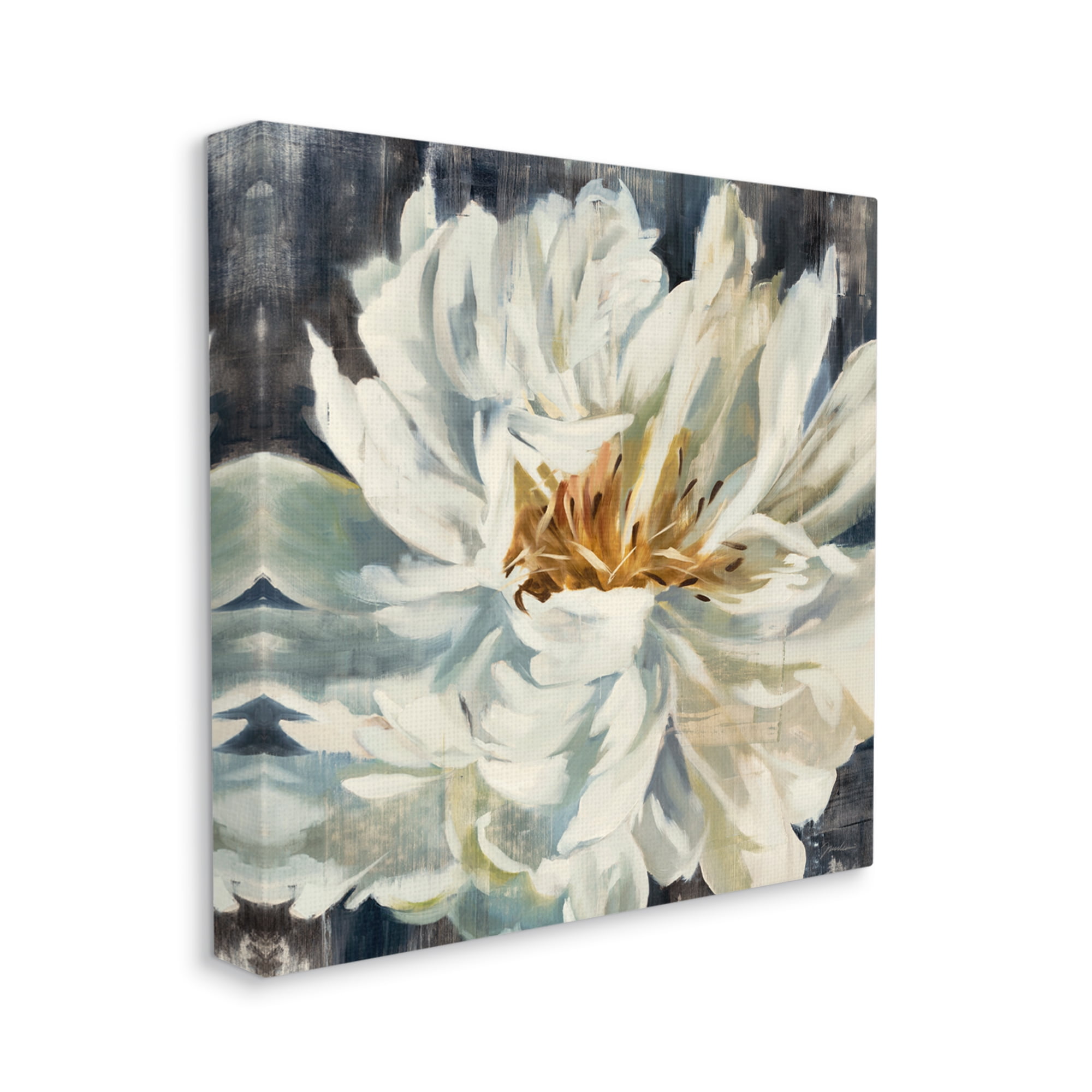 Stupell Industries White Flower Blossom Botanical & Floral Painting Gallery Wrapped Canvas Print Wall Art, 36 x 36