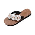 thumbnail image 6 of Xucatan Women's Floral Flip Flops, Handmade Fabric Flower Thong Sandals with Thick Sole, Open Toe Lightweight Beach Slippers, Versatile Summer Casual Footwear Gift, 6 of 9