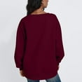 thumbnail image 4 of VISALY V Neck Pullover Sweater Tunic Sweatshirt Oversized Sweatshirt Casual Fleece Pullover Sweaters Cute Long Sleeve Shirts Tops Baggy Sweaters Basic Tops Athletic Sweatshirts Wine Xl, 4 of 6