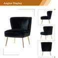 thumbnail image 4 of Velvet Accent Chair Set of 2 Upholstered Adult Side Chairs Gold Leg Home Bedroom Black, 4 of 13