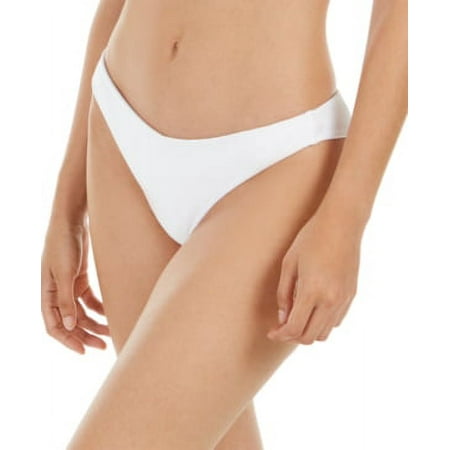 Roxy BRIGHT WHITE Solid Textured Casual Mood Mini Bikini Swim Bottom  US Medium