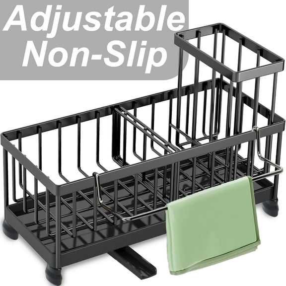 Sponge Holder for Kitchen Sink, Caddy Dish Brush Organizer Accessories Countertop Knox Home & Health