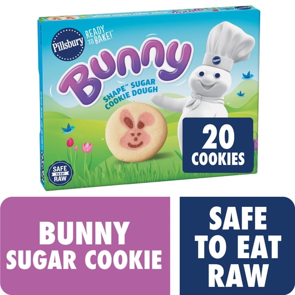 Pillsbury Ready To Bake Bunny Shape Sugar Cookie Dough, 20 Cookies, 9.1 oz