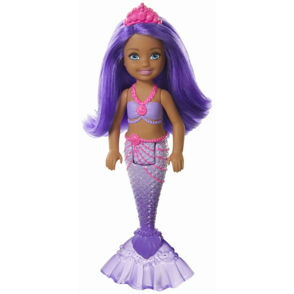 Barbie Dreamtopia Chelsea Mermaid Small Doll with Purple Hair & Tail, Tiara Accessory (6.5 inch)