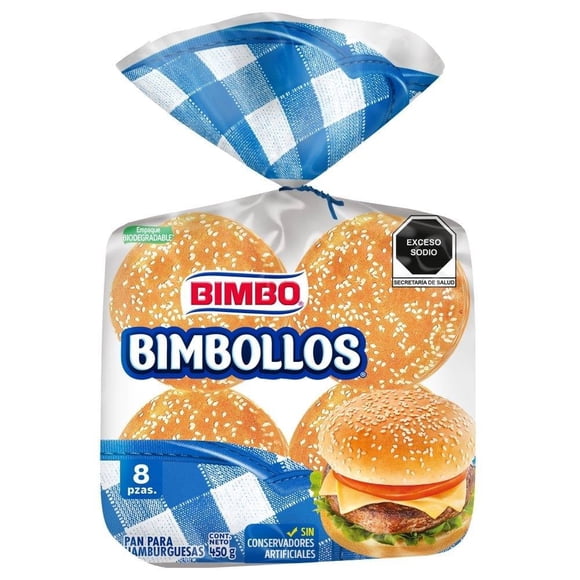 Pan para hamburguesa Bimbo Bimbollos 8 pzas