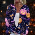 thumbnail image 2 of Halloween Cardigan for Women Funny Pumpkin Bat Womens Cardigan Sweaters Open Knit Utton Down Cropped Long Sleeve Fall Winter Fashion Soft Cardigan Sweaters Purple Pink S, 2 of 6