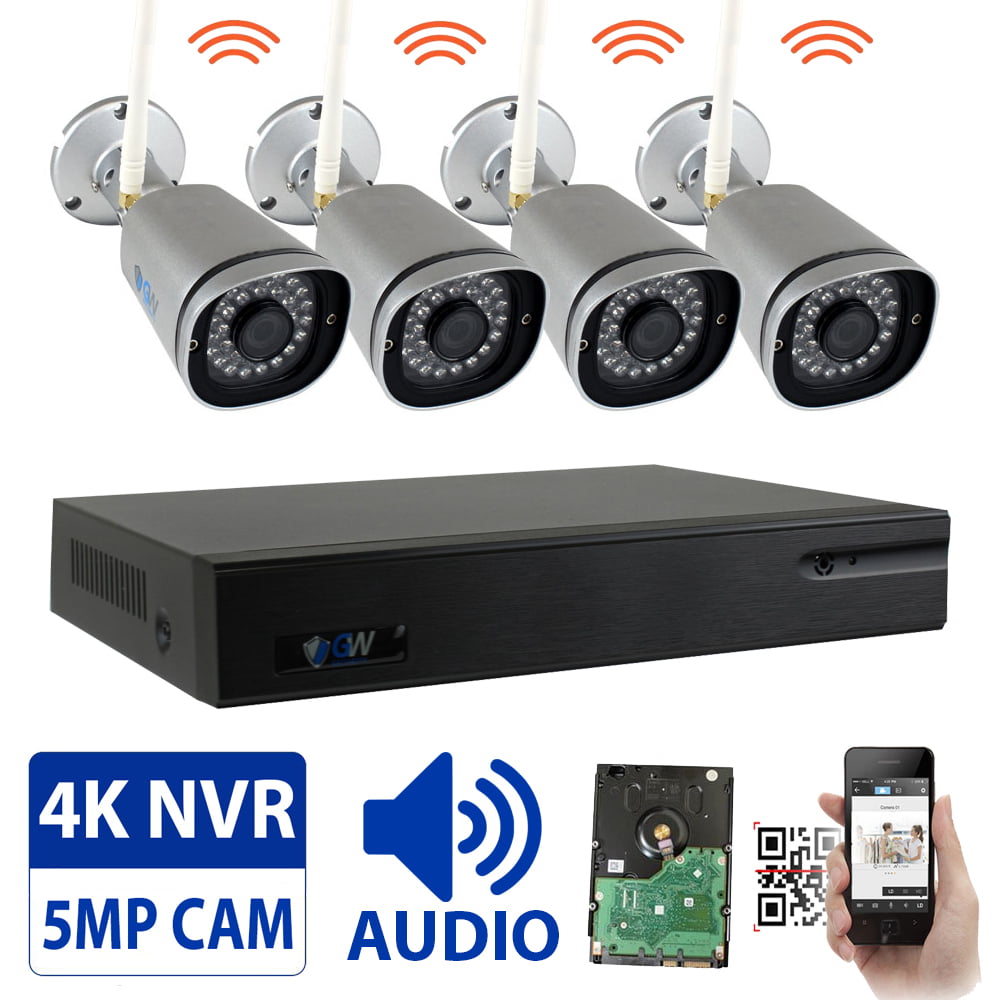 5MP HD 8CH Funk CCTV Überwachungskamera System Video 12"Monitor NVR Audio 1TB IR 