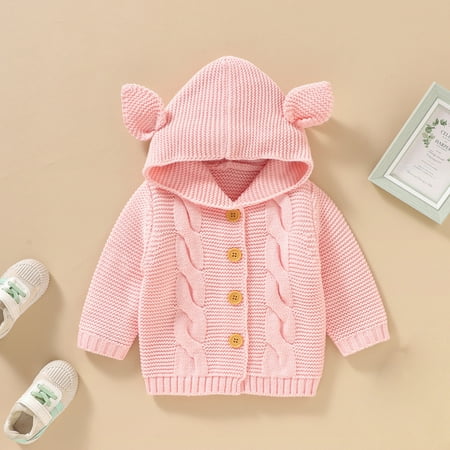 

WZHKSN Child Sweater Baby Girl Boy Knit Cardigan Hoodies Warm Tops Toddler Infant Fox Ear Outerwear Jacket Outfit Clothes Coat