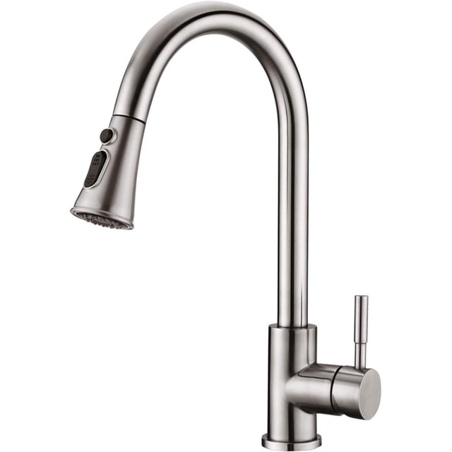 Stylish Kitchen Transformation, Easy To Clean Stainless Steel Faucet, Brushed Nickel Tap With Extendable Spray For Hassle-Free Cooking