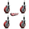 thumbnail image 2 of 5 Inch Red Poly Wheel Swivel 1-1/8 Inch Expanding Stem Caster Set SCC, 2 of 2