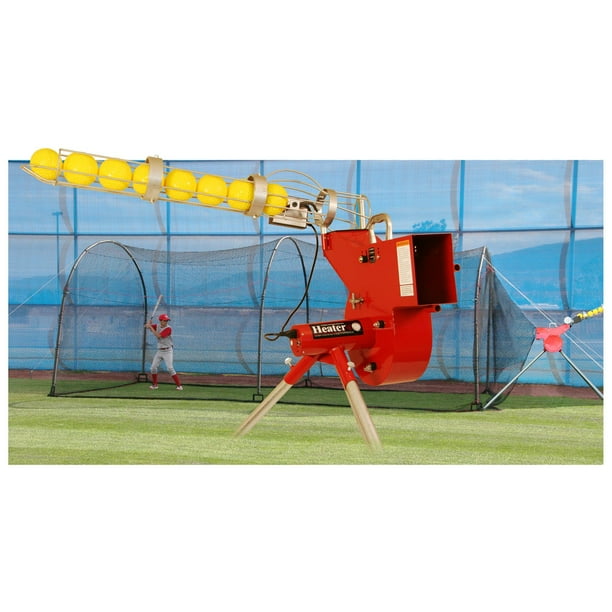 Heater Combo Pitching Machine & Xtender 24ft Batting Cage Package