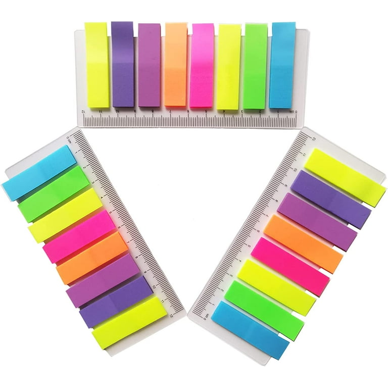 Assorted Colors Page Markers Adhesive Index Tabs Flags Sticky Notes  with 12cm Ruler for Organizing Marking Color Codind Pages Books Journal  Planner Home School Office Supplies (600 PCS) 