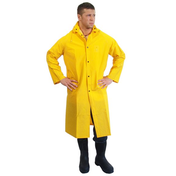Large Yellow 49'' Wizard .28 mm Nylon And PVC 2-Piece Coat With Detachable Hood
