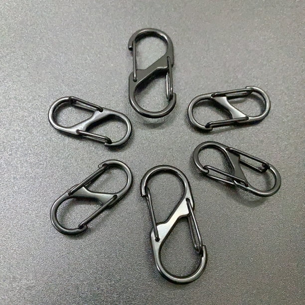 Hebilla de perro de aleación de zinc de doble cabeza en forma de S, galvanizada, para natación, hebilla en forma de S negra, hebilla de ocho caracteres completamente negra, llavero de suspensión