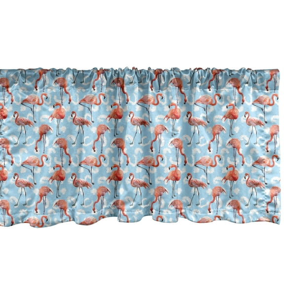 Ambesonne Flamingo Valance Pack of 2, Long-Legged Exotic Animals, 54"X12", Salmon Pale Blue