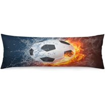 Soccer Body Pillow Cover,Soccer Ball in Fire and Water,Decorative Long Pillow Case Protector with Zipper Sport Theme Pillowcase Soft Large Pillow Cases Covers Cushioned for Bed,Couch,Home Gift 20"x54"