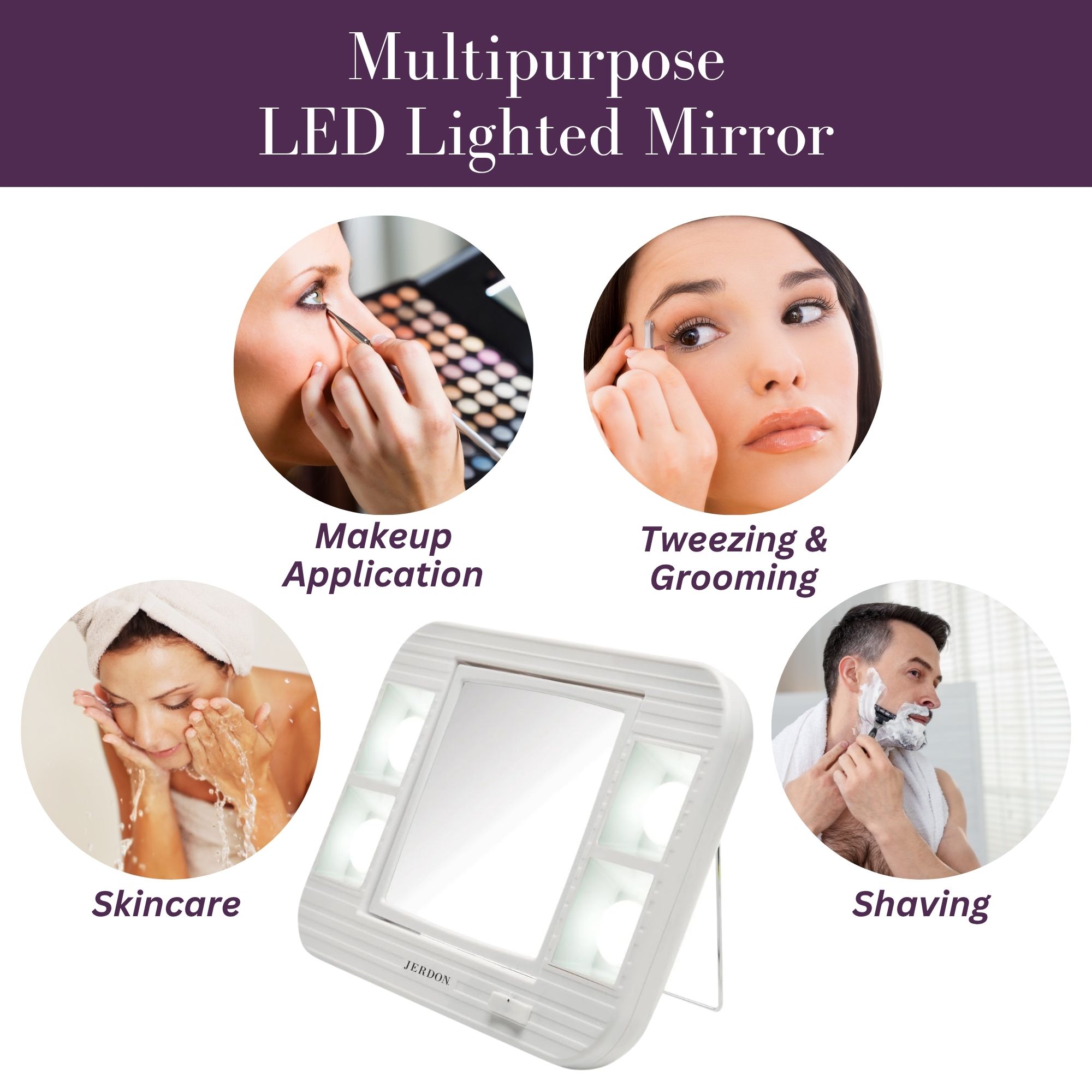 Jerdon Two-Sided Makeup Mirror with LED, 5X-1X Mag photo 8