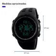 thumbnail image 4 of Reloj de pulsera Skmei 1251 de cuerpo color negro, digital, para hombre, fondo negro, con correa de poliuretano color negro, dial gris, minutero/segundero rojo y blanco, bisel color negro, luz verde y, 4 of 8