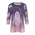 thumbnail image 5 of Jamsmile Women T-Shirts Halloween Ghost Print Three Quarter Length Sleeve T Shirt Casual Summer Tops Round Neck Tee Shirts, 5 of 5