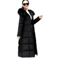 thumbnail image 4 of Chaqueta de algodón para mujer, chaqueta de algodón hasta la rodilla, abrigo de algodón grande, holgado, de color liso, con cuello de lana para mujer, 4 of 6