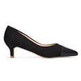 thumbnail image 4 of Women’s Pointed Toe Low Kitten Heel Pumps, Classic Office Dress Shoes with Faux Leather Cap Toe, Comfortable Work Heels, 4 of 5