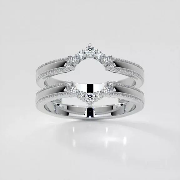 2 Ct Round Cut Moissanite Enhancer Wrap Wedding Ring 14k White Gold Plated