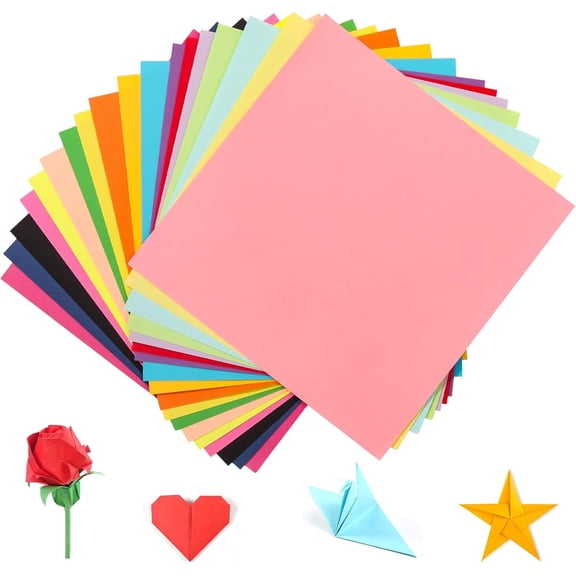 Origami Paper 6x6in, 200 Sheets, 20 Colors, Square Craft for Arts and Crafts, Scrapbook Paper, Colored Paper, Multi-Project Use