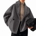 thumbnail image 2 of Women'S Trench Coat Long Sleeve Double Breasted Lapel Casual Jackets Winter Outerwear Gray XL, 2 of 9