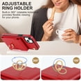 thumbnail image 6 of Elehold for iPhone 14 Case Wallet RFID Blocking Organ Card Holder, PU Leather Purse Wrist Lanyard Strap Phone Case with Ring Stand for iPhone 14 2022, Red, 6 of 9