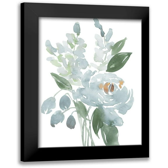 Price, Lucille 12x14 Black Modern Framed Museum Art Print Titled - Restful Blue Floral I