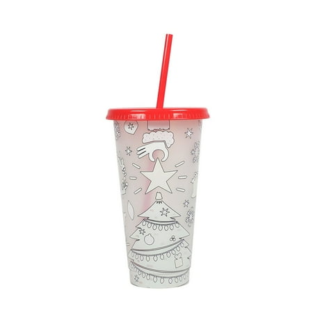

Reayehane Glass&Bottle Christmas Color Changing Cup Pp Coffee Plastic Single Layer Temperature Sensitive Color Changing Color Changing Cup (Purple )