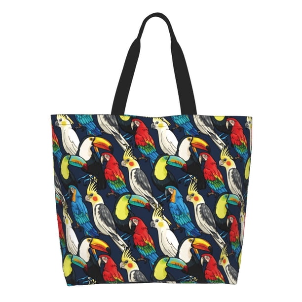 Balery Parrot Bolsa Tote Estilo Estético con Cremalleras, Bolsa de Hombro, Bolsa de Compras Grande y Plegable