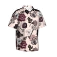 thumbnail image 3 of Xecao Retro Red Black Roses print Hawaiian shirt - a stylish short-sleeve button-down for men, perfect for casual beach and tropical outings., 3 of 9