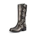 thumbnail image 1 of Botas DREAM PAIRS de motociclista hasta la rodilla con tacón plateado de 5 cm, 1 of 9