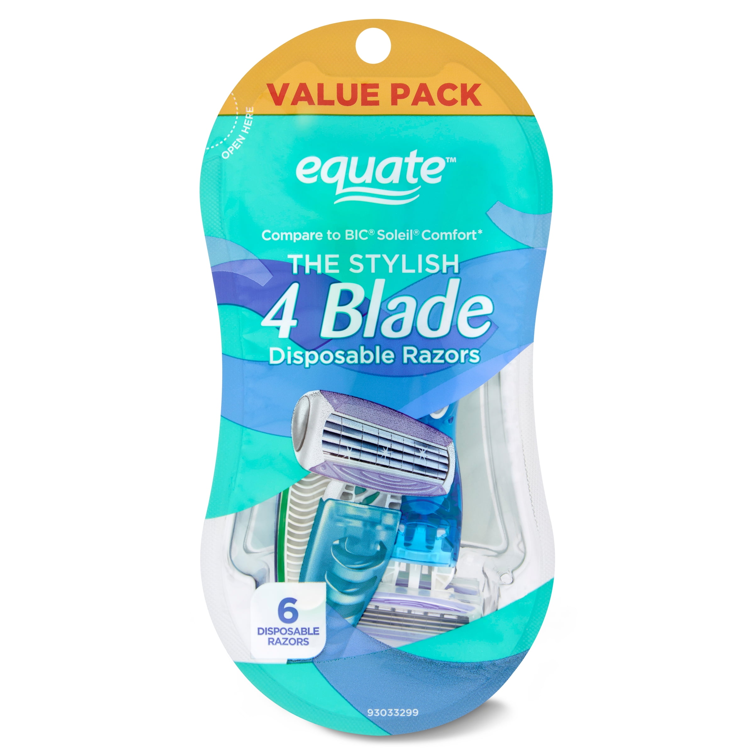 Equate 4 Blade Disposable Razors, 6 Count Value Pack