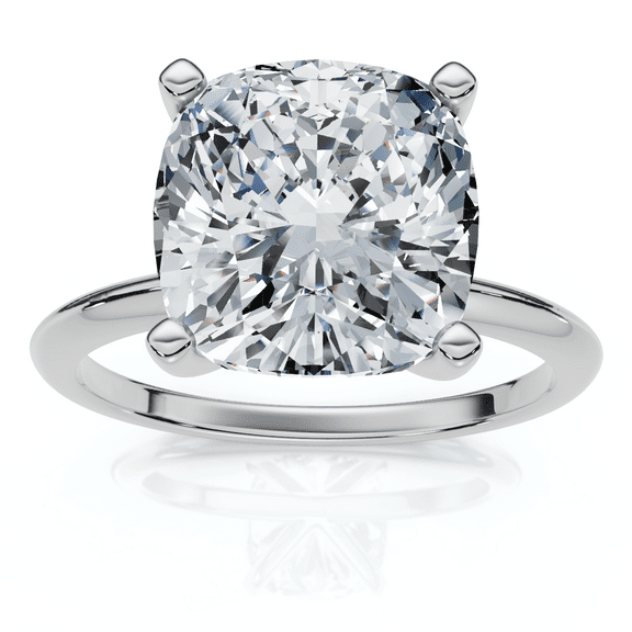 Pompeii Certified 3Ct Cushion Diamond Solitaire Engagement Ring 14k Gold or Pt Lab Grown