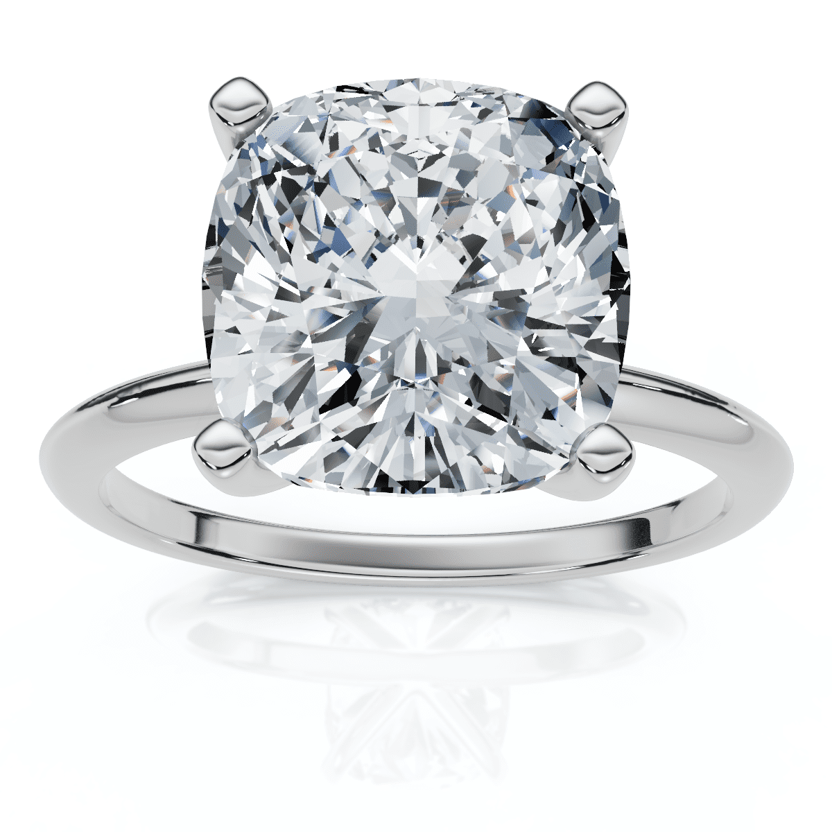Pompeii Certified 3Ct Cushion Diamond Solitaire Engagement Ring 14k Gold or Pt Lab Grown