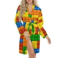 thumbnail image 5 of Brick Art Night Robe Long Sleeve V Neck Robe With Belt Women's Sleepwear Dresses, 5 of 9
