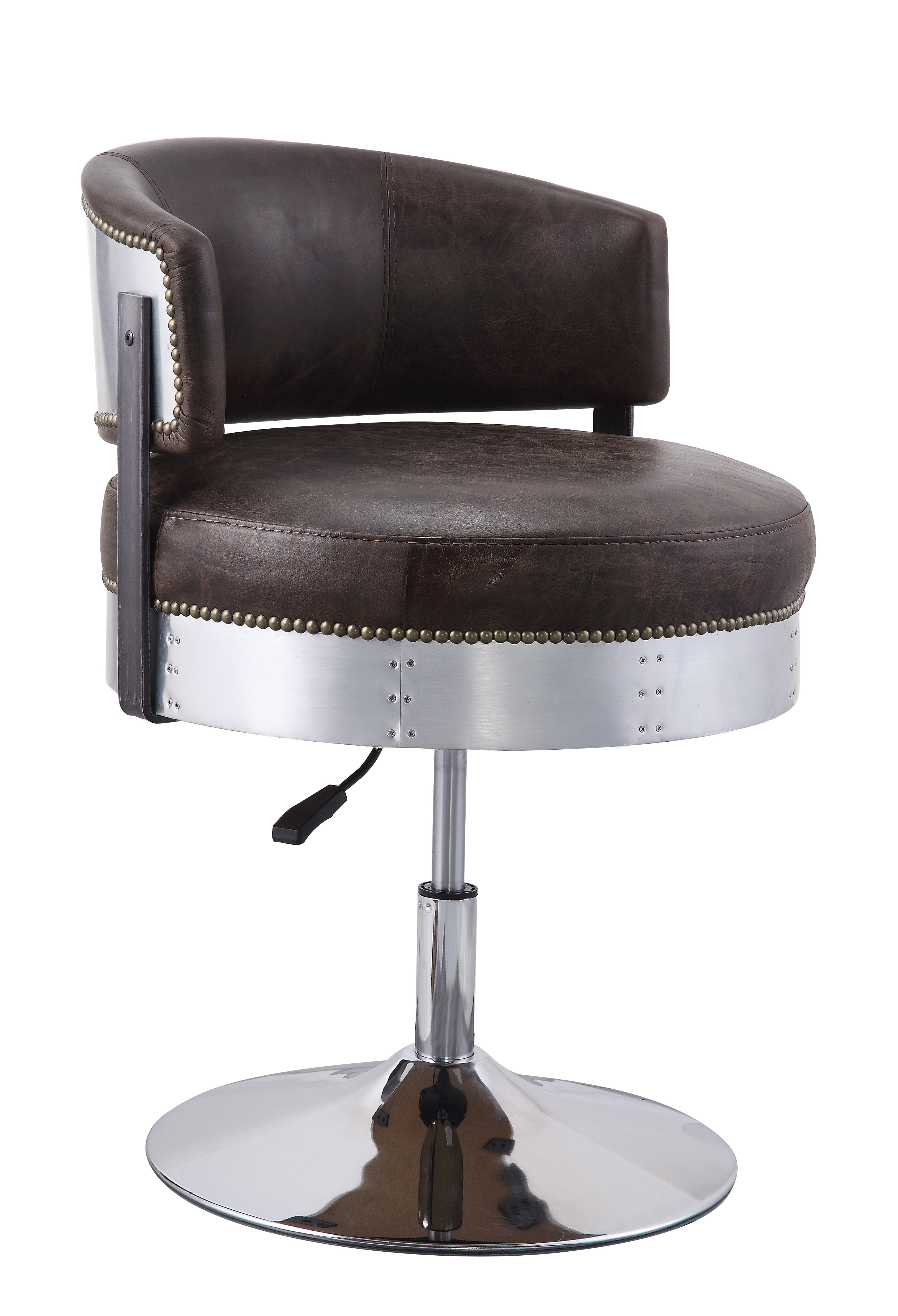 Brancaster Adjustable Chair With Swivel, Top Grain Leather Bar Stools