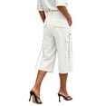 thumbnail image 6 of Kezqiaxn Cargo Capris for Women Summer High Waisted Loose Casual Cropped Wide Leg Pants with Pockets Women's Capri Pants, 6 of 6