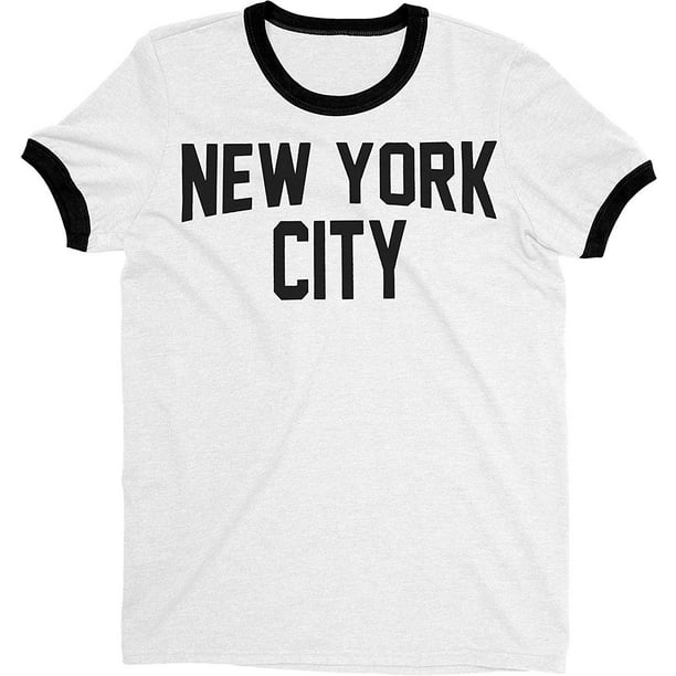 New City John Lennon Ringer T-shirt White/Black, S -
