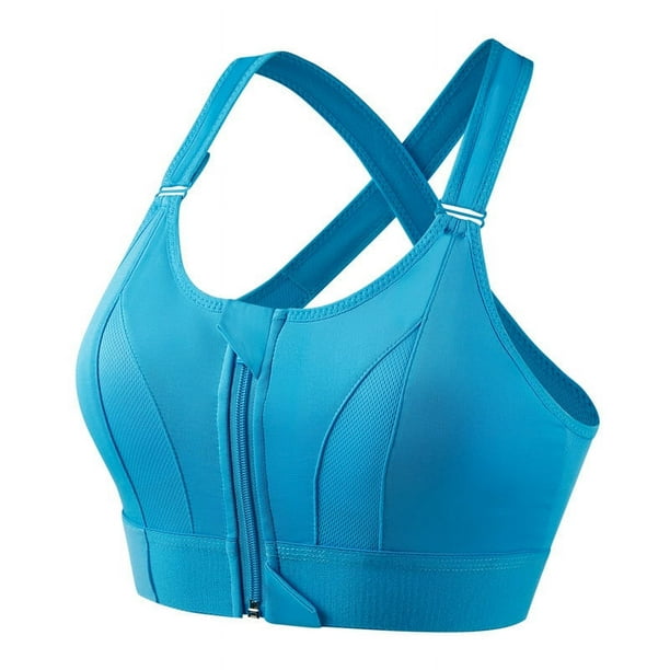 Sujetador deportivo con cremallera frontal ajustable, a prueba de golpes, sin aro, ropa interior para yoga, belleza cruzada, espalda para mujer