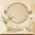 thumbnail image 4 of TEHOME Round Brushed Nickel 36 inch, Silver Metal Circle Wall Mirror for Bathroom, Modern Silver Vanity Mirror for Entryway, 4 of 12