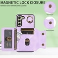 thumbnail image 4 of Case for Samsung Galaxy S21 FE, PU Leather 3 Card Slots with Finger Ring Holder Shockproof Phone Case, 4 of 15