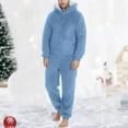 thumbnail image 6 of WMTBSRSW Family Matching Sets Solid Flannel Plush Hooded Pajamas One-Piece Pjs Soft Fleece Onesie Cozy Warm Jumpsuit Nightwear Loungewear Light Blue Dad, 6 of 6